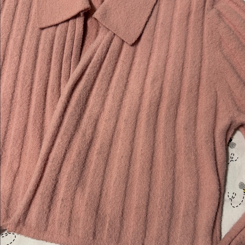 Zara Ribbed Wrap Collared Knit Top - Picture 2 of 4